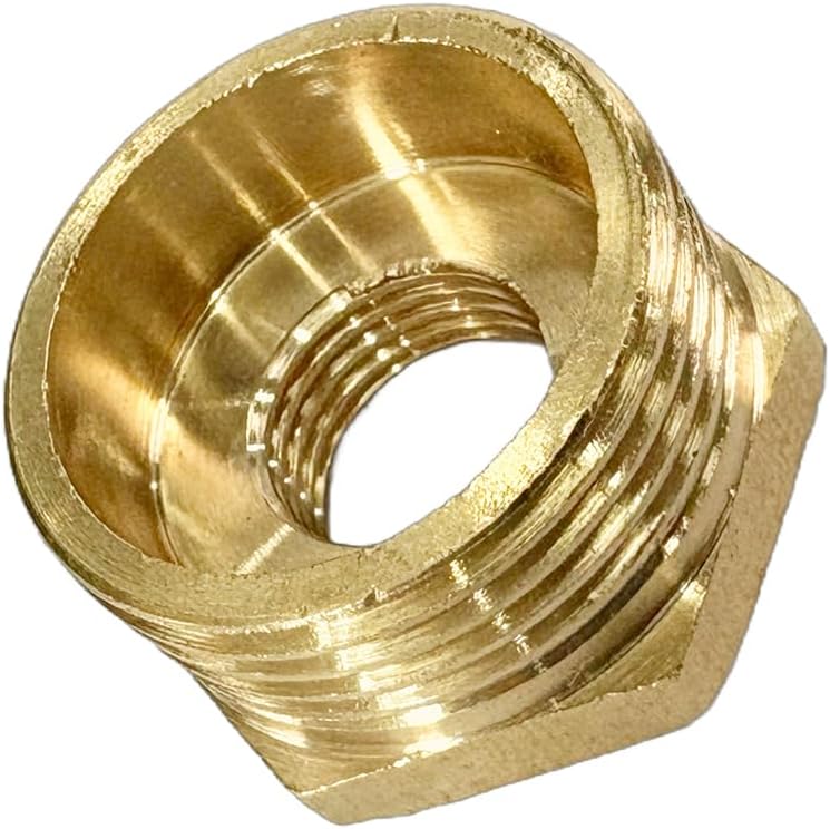 JENSWILL 3/4" NPT Male x 1/4" NPT Female Brass Reducer Hex Bushing Threaded Pipe Fitting Reducing Adapter Pack of 2 - Image 2